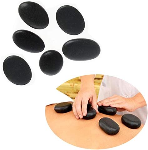 6pcs Hot Massage Stones Heated Warmer Natural Basalt Stones For Spa Foot Massage Relaxation 8