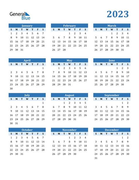 Free 2023 Calendars In Pdf Word Excel Excel Calendar Template