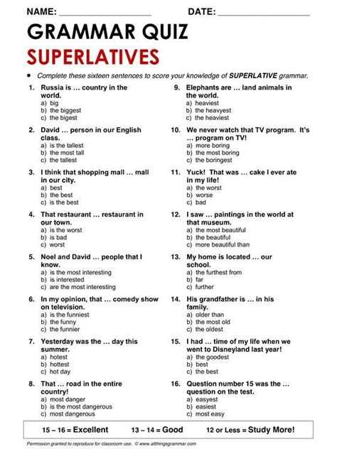grammar quiz superlatives englisch nachhilfe englisch lernen