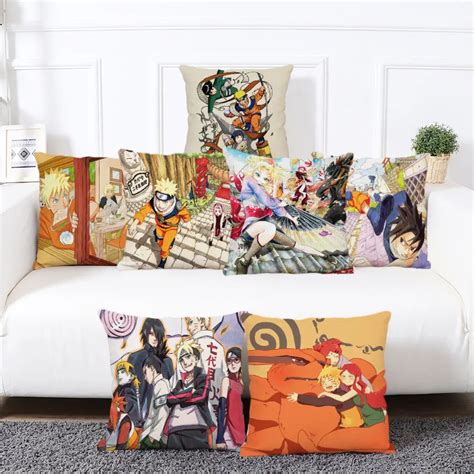 NarAAAnime Juste De Coussin Carr E Avec Fermeture Clair Taie D Oreiller De Dessin Anim