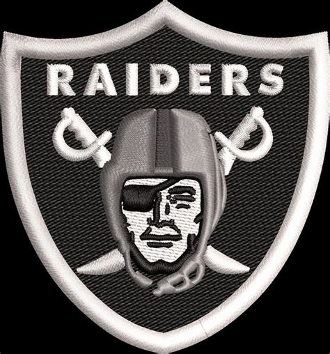 Oakland Raiders 3d Puff Embroidery Nfl Logo Design 3 Sizes Etsy