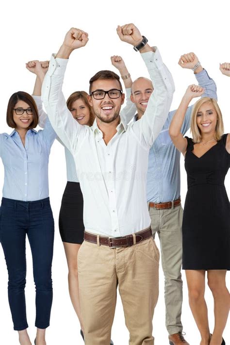 Successful Business Team Cheering Stock Image Image Of Isolated