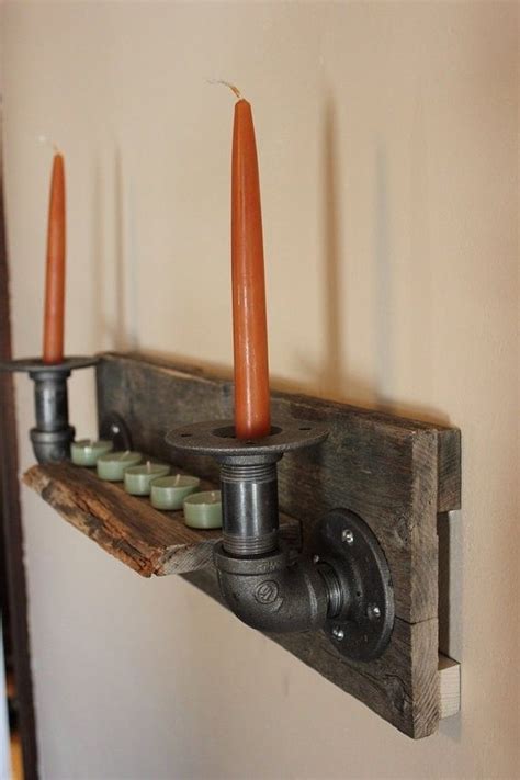Custom Made Rustic Industrial Candle Shelf By The Coastal