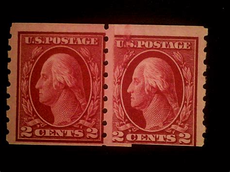 U S Stamps Scott 413 Two Cent Washington Paste Up Coil Pair Mint Cv 150