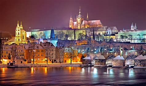 Prague Castle District Lit Up At Night · Free Stock Photo