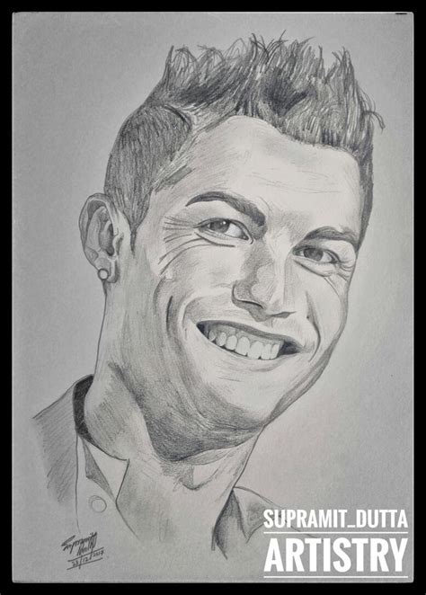The Real Madrid Superstar Cristiano Ronaldo Pencil Sketch Portrait