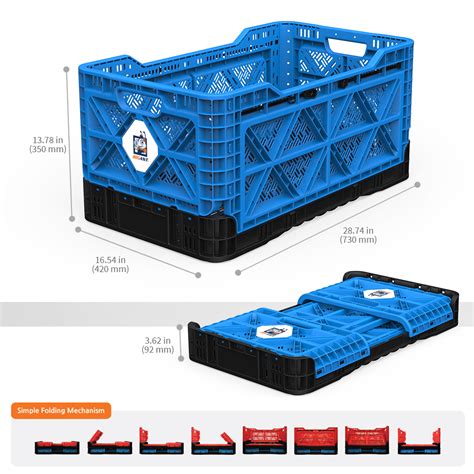 Bigant Heavy Duty Collapsible And Stackable Plastic Milk Crate Large