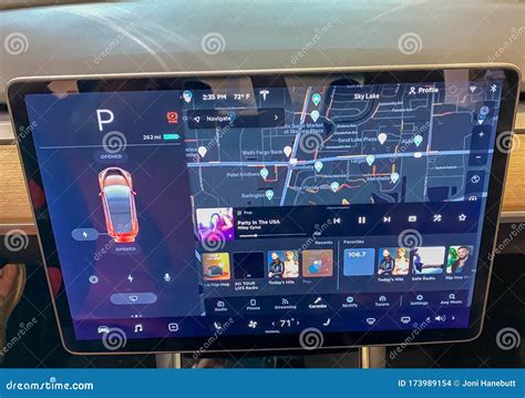 A Tesla Model 3 15 Inch Touchscreen At A Tesla Retail Store Editorial