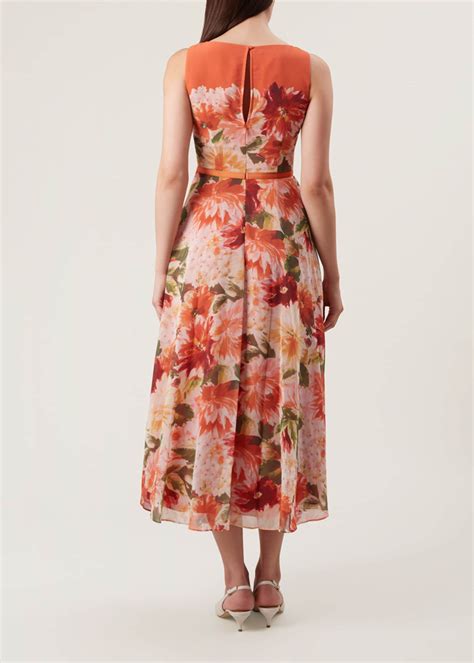 Hobbs Floral Carly Dress Midi Fit And Flare Dress Sleeveless Ebay