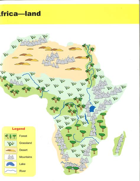 Africa's total land area is approximately 11,724,000 square miles (30,365,000 square km), and the continent measures about 5,000 miles (8,000 km) from north to south and about 4,600 miles (7,400 km) from east to west. Egypt Vegetation Map