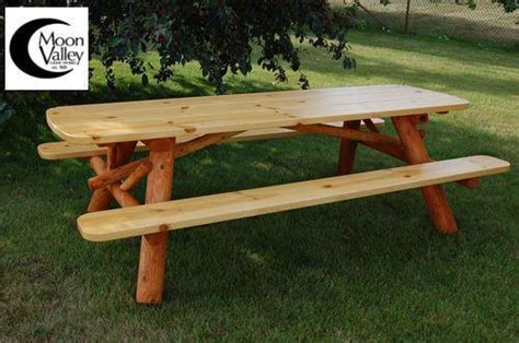 Cedar Log Picnic Table Oval By Moon Valley Rustic Furniture