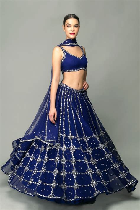 Bridaltrunk Online Indian Multi Designer Fashion Shopping Neelam Blue Lehenga Set
