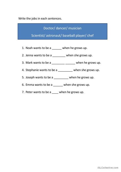 what do you want to be when you gro… english esl worksheets pdf and doc