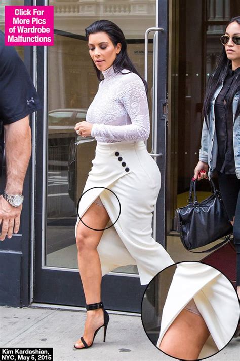 Kim Kardashians Wardrobe Malfunction Flashes Spanx In Wrap Skirt