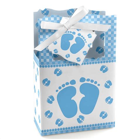 Baby Feet Blue Baby Shower Party Favor Boxes Set Of 12