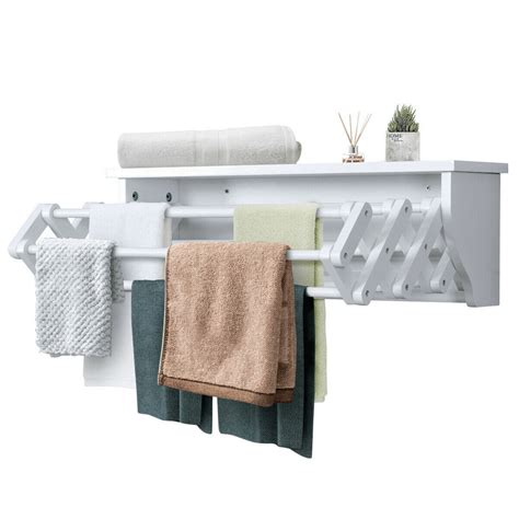 Wall Mounted Drying Rack Folding Clothes Towel Laundry Room Storage