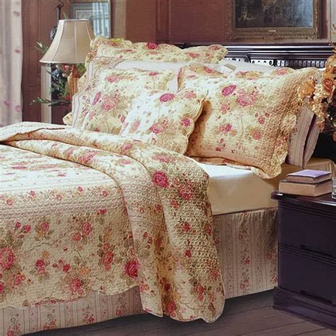 Finely Stitched Pc Chic Shabby Romantic Rose Bedding Quilt Set Full