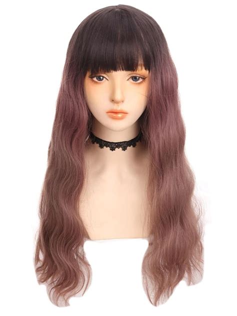 Long Curly Synthetic Wig With Bangs Wigs With Bangs Red Hair Cosplay Wig Hairstyles