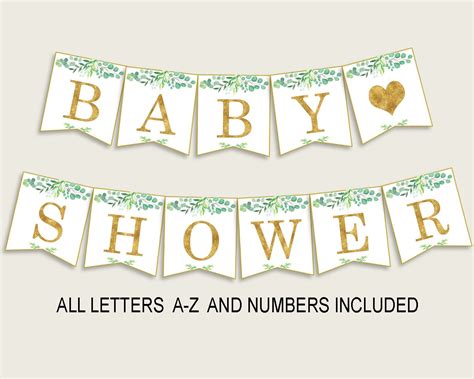 Greenery Baby Shower Banner All Letters Birthday Party Banner