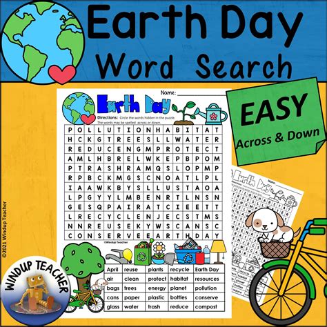 Earth Day Word Search Easy Puzzle Made By Teachers Easy Word Search