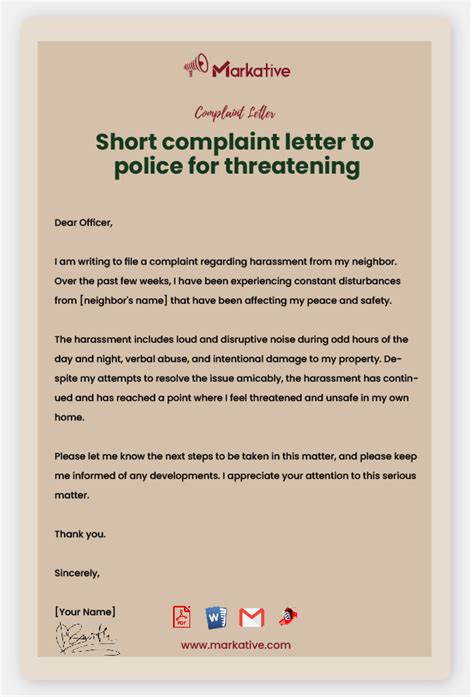 How To Write Best Complaint Letter To Police For Threatening 5 Samples