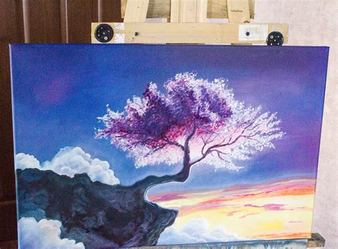 Sakura Tree Painting Original Artwork Cherry Blossom Art Etsy