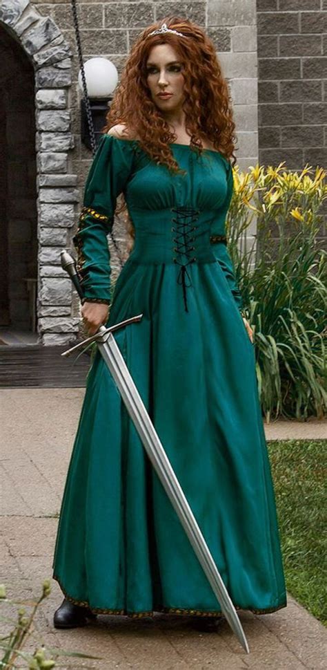 Scottish Warrior Queen Renaissance Medieval Merida Dress Halloween