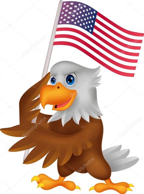Cartoon American Flag Eagle Cartoon Holding American