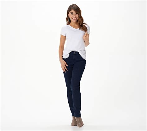 Denim And Co Easy Stretch Denim Petite Pull On Straight Jeans