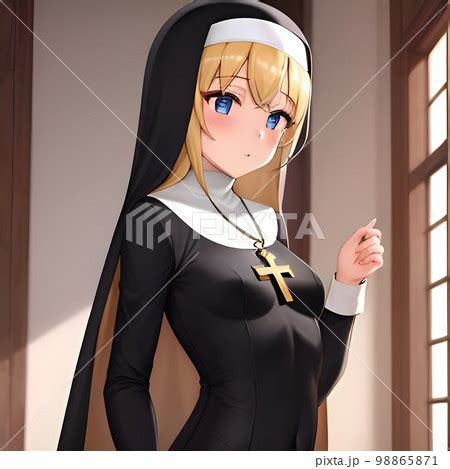 Sexy and shy anime manga girl dressed in a nun のイラスト素材 PIXTA
