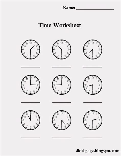 Kids Page Printable Time Worksheets For Kids