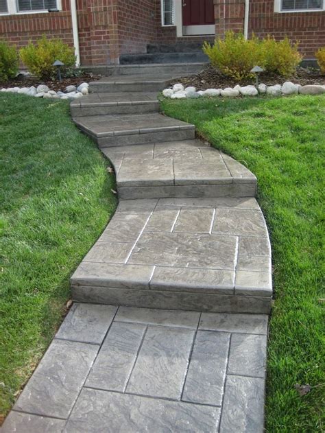 Decorative Concrete Front Yard Walkway Front Yard Landscaping Design