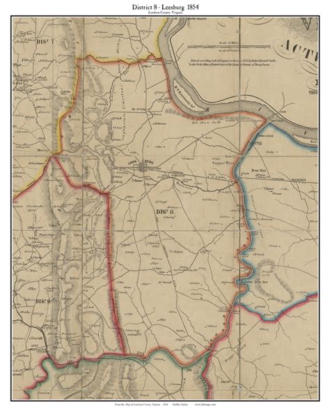 District 8 Leesburg Loudoun County Virginia 1854 Old Town Map