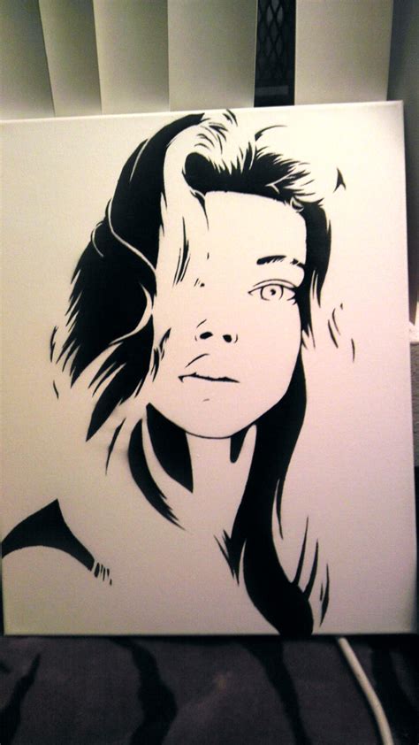 Girls Face Stencil Painted On Canvas By Spoter18 On Deviantart