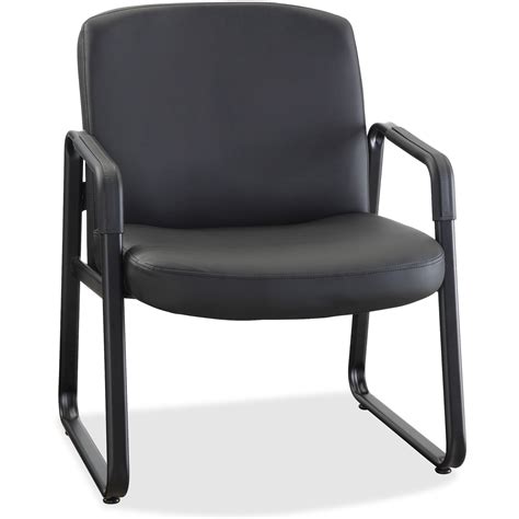 Lorell Big And Tall Leather Guest Reception Chair With Arms Metal