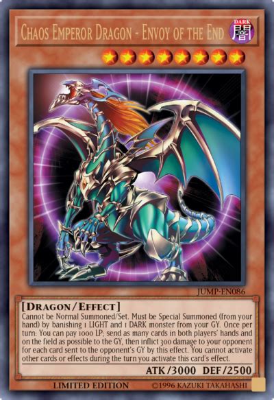 Maybe you would like to learn more about one of these? Chaos Emperor Dragon. The card that created the Yu-Gi-Oh! Banlist, has been unbanned. | ResetEra