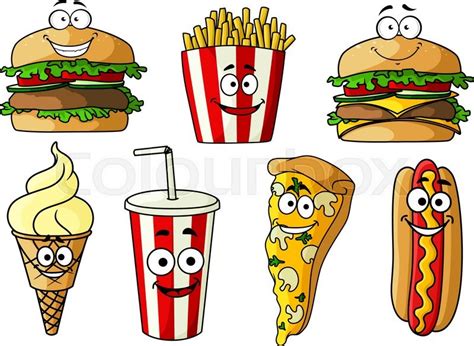 Joyful Cartoon Fast Food Hamburger Stock Vector