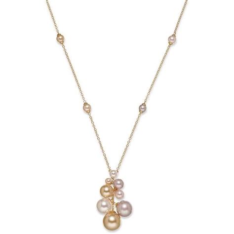 Majorica 18k Gold Plated Vermeil Manmade Pearl Cluster Pendant Necklace