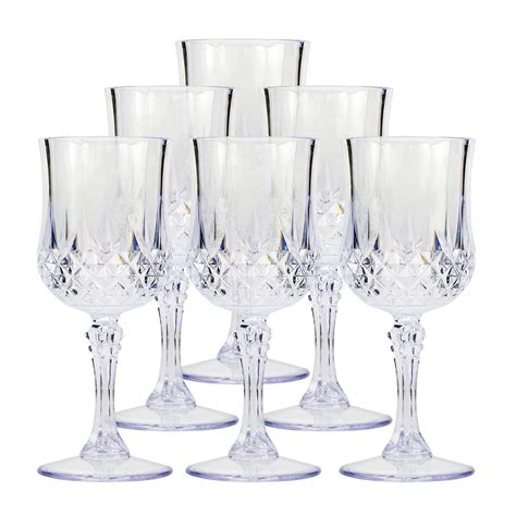 6 X Vintage Clear Crystal Effect Plastic Glasses Drinking Picnic Garden Acrylic Ebay