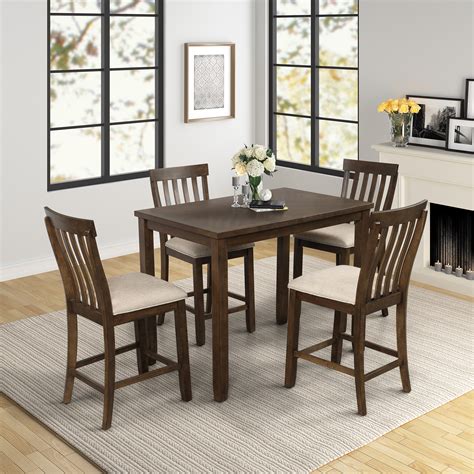 Dining Table Set With 4 Chairs 5 Piece Wooden Kitchen Table Set