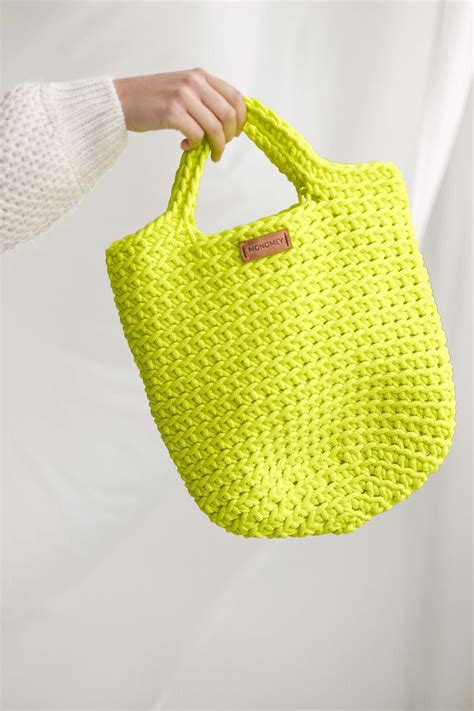 Neon Bag Neon Tote Bag Neon Yellow Bags Crochet Tote Bag Etsy Neon
