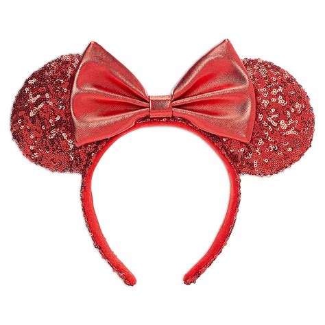 Minnie Mouse Sequined Ear Headband For Adults Red Shopdisney In