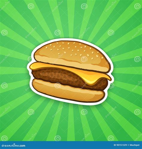 Sticker Cheeseburger Stock Vector Illustration Of Label 90151329