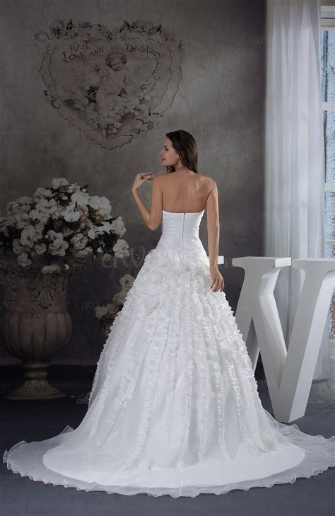 White Elegant Church Ball Gown Sleeveless Organza Flower Bridal Gowns ...