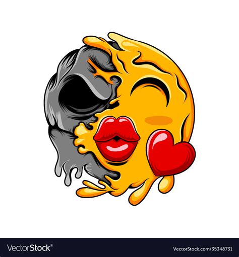 Love Emoticon With Big Kiss Lips Change Royalty Free Vector
