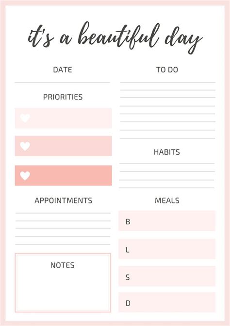 10 Beautiful Free Printable Planners Cute Daily Planner Daily Agenda