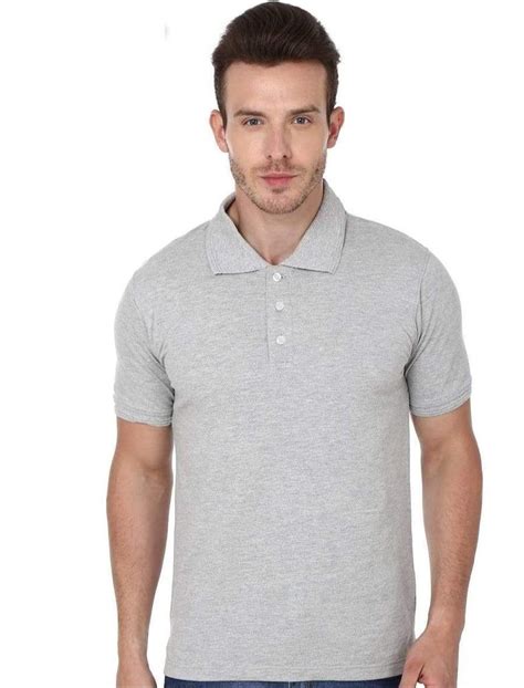 Plain Polo Neck Men Grey Poly Cotton T Shirt Large At Rs 220piece In