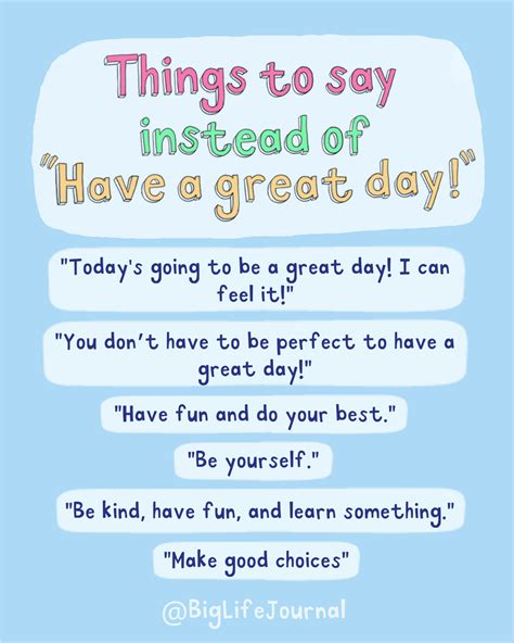 Things To Say Instead Of Have A Great Day Mindfulness For Kids