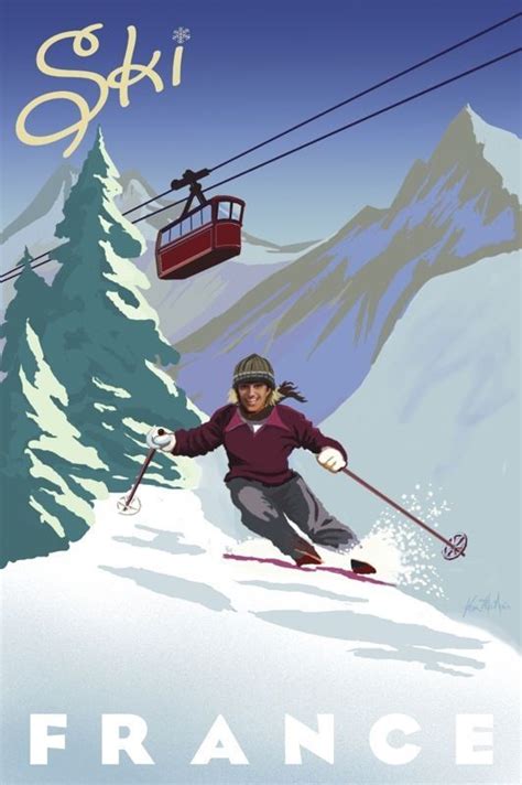 SKIING ART PRINT SKI FRANCE By McNair X Vintage Retro Travel French Poster Vintage Ski