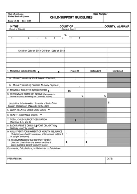 Fillable Child Support Guidelines Printable Pdf Download